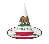 YaWea California State Flag Print Hanging Witch Hats,Foldable Pointed Cap,Costume Accessory Caps,For Halloween Party-2pcs