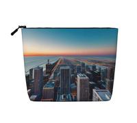 YaWea Chicago Illinois Usa 1 print Cosmetic Bag Toiletry Bag Zipper Pouch Friendship Gifts for Birthday Christmas Graduation, Black, One Size