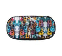 YaWea Color Acoustic and Guitars print Large Capacity Pencil Case Organizer Storage Bag Big Pencil Pouch for College Home Office
