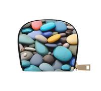 YaWea Colored Pebbles print Leather Small Purse Credit Card Holder Wallet, Card Holder,Wallet Card Organizer Case, White, One Size
