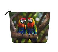YaWea Colorful Parrots On Tree print Cosmetic Bag Toiletry Bag Zipper Pouch Friendship Gifts for Birthday Christmas Graduation, Black, One Size