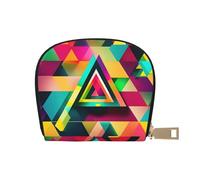 YaWea Colorful Triangle pattern print Leather Small Purse Credit Card Holder Wallet, Card Holder,Wallet Card Organizer Case, White, One Size