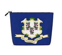 YaWea Connecticut State Flag print Cosmetic Bag Toiletry Bag Zipper Pouch Friendship Gifts for Birthday Christmas Graduation, Black, One Size