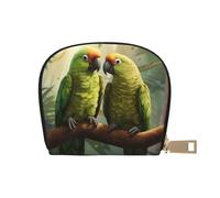 YaWea Couple Parrots Olive print Leather Small Purse Credit Card Holder Wallet, Card Holder,Wallet Card Organizer Case, White, One Size