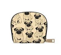 YaWea Cute Pug Dog print Leather Small Purse Credit Card Holder Wallet, Card Holder,Wallet Card Organizer Case, White, One Size