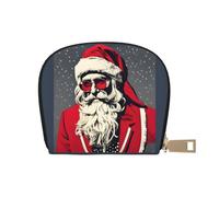 YaWea Cute Santa Claus print Leather Small Purse Credit Card Holder Wallet, Card Holder,Wallet Card Organizer Case, White, One Size