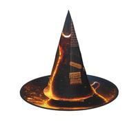 YaWea Electric Guitar Print Hanging Witch Hats,Foldable Pointed Cap,Costume Accessory Caps,For Halloween Party-2pcs