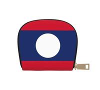 YaWea Flag of Laos print Leather Small Purse Credit Card Holder Wallet, Card Holder,Wallet Card Organizer Case, White, One Size