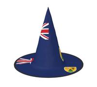 YaWea Flag Of The Turks And Caicos Islands Print Hanging Witch Hats,Foldable Pointed Cap,Costume Accessory Caps,For Halloween Party-1pcs