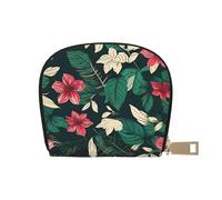 YaWea flower leaf print Leather Small Purse Credit Card Holder Wallet, Card Holder,Wallet Card Organizer Case, White, One Size