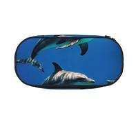 YaWea Funny Animal Dolphin print Large Capacity Pencil Case Organizer Storage Bag Big Pencil Pouch for College Home Office