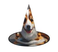 YaWea Funny Corgi Butt Brown Print Hanging Witch Hats,Foldable Pointed Cap,Costume Accessory Caps,For Halloween Party-2pcs