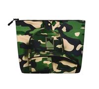 YaWea Green Army Digital Camouflage print Cosmetic Bag Toiletry Bag Zipper Pouch Friendship Gifts for Birthday Christmas Graduation, Black, One Size