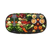 YaWea Healthy Food print Large Capacity Pencil Case Organizer Storage Bag Big Pencil Pouch for College Home Office