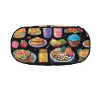 YaWea Healthy Food print Large Capacity Pencil Case Organizer Storage Bag Big Pencil Pouch for College Home Office