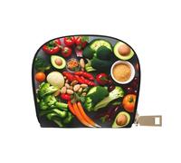 YaWea Healthy Food print Leather Small Purse Credit Card Holder Wallet, Card Holder,Wallet Card Organizer Case, White, One Size