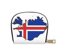 YaWea Iceland Flag Map print Leather Small Purse Credit Card Holder Wallet, Card Holder,Wallet Card Organizer Case, White, One Size