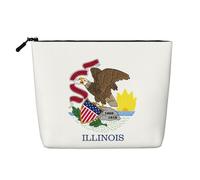 YaWea Illinois State Flag print Cosmetic Bag Toiletry Bag Zipper Pouch Friendship Gifts for Birthday Christmas Graduation, Black, One Size