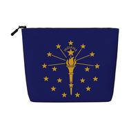 YaWea Indiana State Flag print Cosmetic Bag Toiletry Bag Zipper Pouch Friendship Gifts for Birthday Christmas Graduation, Black, One Size
