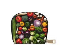 YaWea Introduction of various vegetables print Leather Small Purse Credit Card Holder Wallet, Card Holder,Wallet Card Organizer Case, White, One Size
