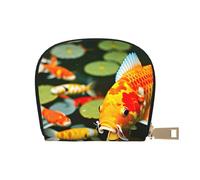 YaWea Japanese Pretty Koi Fish print Leather Small Purse Credit Card Holder Wallet, Card Holder,Wallet Card Organizer Case, White, One Size