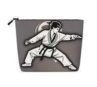 YaWea karate-highkick-icon print Cosmetic Bag Toiletry Bag Zipper Pouch Friendship Gifts for Birthday Christmas Graduation, Black, One Size