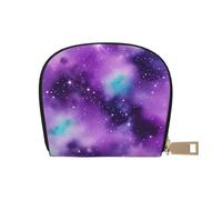 YaWea Magic Galaxy Sky Purple print Leather Small Purse Credit Card Holder Wallet, Card Holder,Wallet Card Organizer Case, White, One Size