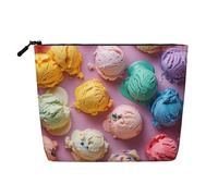 YaWea Many colored ice cream print Cosmetic Bag Toiletry Bag Zipper Pouch Friendship Gifts for Birthday Christmas Graduation, Black, One Size