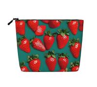 YaWea many Strawberry print Cosmetic Bag Toiletry Bag Zipper Pouch Friendship Gifts for Birthday Christmas Graduation, Black, One Size