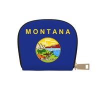 YaWea Montana State Flag print Leather Small Purse Credit Card Holder Wallet, Card Holder,Wallet Card Organizer Case, White, One Size
