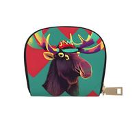 YaWea Moose print Leather Small Purse Credit Card Holder Wallet, Card Holder,Wallet Card Organizer Case, White, One Size