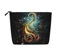 YaWea Music Symbol print Cosmetic Bag Toiletry Bag Zipper Pouch Friendship Gifts for Birthday Christmas Graduation, Black, One Size