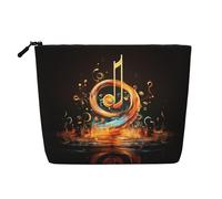 YaWea Music Symbol print Cosmetic Bag Toiletry Bag Zipper Pouch Friendship Gifts for Birthday Christmas Graduation, Black, One Size