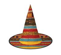 YaWea Native American Pattern Print Hanging Witch Hats,Foldable Pointed Cap,Costume Accessory Caps,For Halloween Party-2pcs