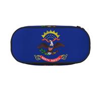 YaWea North Dakota State Flag print Large Capacity Pencil Case Organizer Storage Bag Big Pencil Pouch for College Home Office