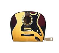 YaWea Note Guitar print Leather Small Purse Credit Card Holder Wallet, Card Holder,Wallet Card Organizer Case, White, One Size