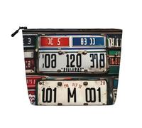 YaWea Old License Plate print Cosmetic Bag Toiletry Bag Zipper Pouch Friendship Gifts for Birthday Christmas Graduation, Black, One Size