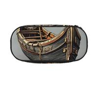 YaWea Old Viking Boats print Large Capacity Pencil Case Organizer Storage Bag Big Pencil Pouch for College Home Office
