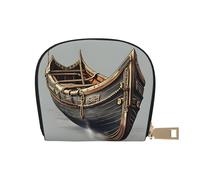 YaWea Old Viking Boats print Leather Small Purse Credit Card Holder Wallet, Card Holder,Wallet Card Organizer Case, White, One Size