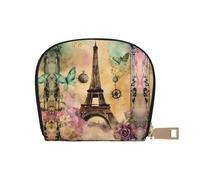 YaWea Paris Eiffel Tower print Leather Small Purse Credit Card Holder Wallet, Card Holder,Wallet Card Organizer Case, White, One Size