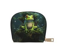 YaWea Peace Frog Tree print Leather Small Purse Credit Card Holder Wallet, Card Holder,Wallet Card Organizer Case, White, One Size