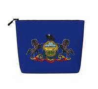 YaWea Pennsylvania State Flag print Cosmetic Bag Toiletry Bag Zipper Pouch Friendship Gifts for Birthday Christmas Graduation, Black, One Size