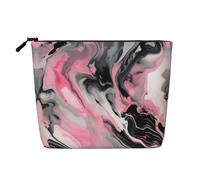 YaWea Pink Abstract Ink Marble Gray Artistic print Cosmetic Bag Toiletry Bag Zipper Pouch Friendship Gifts for Birthday Christmas Graduation, Black, One Size
