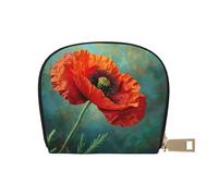 YaWea poppy flower print Leather Small Purse Credit Card Holder Wallet, Card Holder,Wallet Card Organizer Case, White, One Size