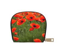 YaWea Poppy Flowers Petals print Leather Small Purse Credit Card Holder Wallet, Card Holder,Wallet Card Organizer Case, White, One Size
