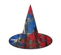 YaWea Puerto Rico Wallpaper Flag Print Hanging Witch Hats,Foldable Pointed Cap,Costume Accessory Caps,For Halloween Party-2pcs