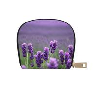 YaWea Purple Lavender Colored Flowers print Leather Small Purse Credit Card Holder Wallet, Card Holder,Wallet Card Organizer Case, White, One Size