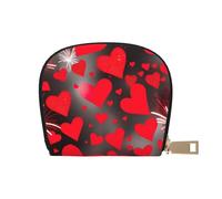 YaWea Red Hearts Firework print Leather Small Purse Credit Card Holder Wallet, Card Holder,Wallet Card Organizer Case, White, One Size