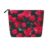 YaWea Red Pink Flower print Cosmetic Bag Toiletry Bag Zipper Pouch Friendship Gifts for Birthday Christmas Graduation, Black, One Size