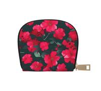 YaWea Red Pink Flower print Leather Small Purse Credit Card Holder Wallet, Card Holder,Wallet Card Organizer Case, White, One Size